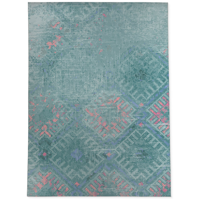 Grovelane Guisborough Power Loom Performance Green/Pink Rug Wayfair